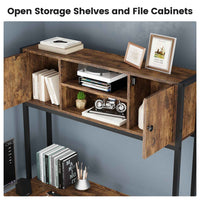 Sikaic Gaming Desk Reversible L-Shaped Led Gaming Desk With Power Outlets and Monitor Stand & 2 Drawers Brown Brown / Engineered Wood / Modern