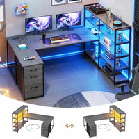 Sikaic Gaming Desk 64.5 inches Reversible Gaming Desk Grey Grey / Engineered Wood / Modern