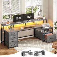 Sikaic Gaming Desk 75 Inches Led Gaming Desk Grey Grey / Engineered Wood / Modern