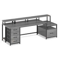 Sikaic Gaming Desk 75 Inches Led Gaming Desk Grey Grey / Engineered Wood / Modern