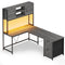 Sikaic Gaming Desk LED L Shaped Gaming Desk Grey Grey / Engineered Wood / Modern