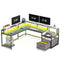 Sikaic Gaming Desk 66 Inches L Shaped Corner 2 Person Gaming Desk Grey Grey / Industrial / Alloy Steel