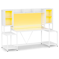 Sikaic Gaming Desk 74.8 Inches Ergonomic Gaming Desk White White / Engineered Wood / Modern