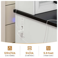 Sikaic Gaming Desk Executive Gaming Desk with LED Lights White White / Engineered Wood / Modern