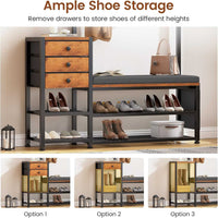 Sikaic Hall Tree 5-in-1 Entryway Hall Tree with Bench and Shoe Storage Rustic Brown Brown / Engineered Wood / Modern