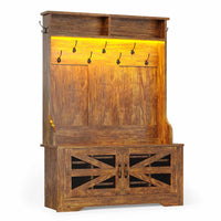 Sikaic Hall Tree 43.3 Inches Hall Tree with Bench and Shoe Storage Rustic Brown Brown / Modern