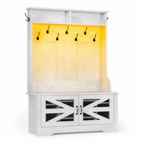 Sikaic Hall Tree 43.3 Inches Hall Tree with Bench and Shoe Storage Embossed White Embossed White / Modern