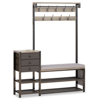 Sikaic Hall Tree 5-in-1 Entryway Hall Tree with Bench and Shoe Storage Grey Grey / Engineered Wood / Modern