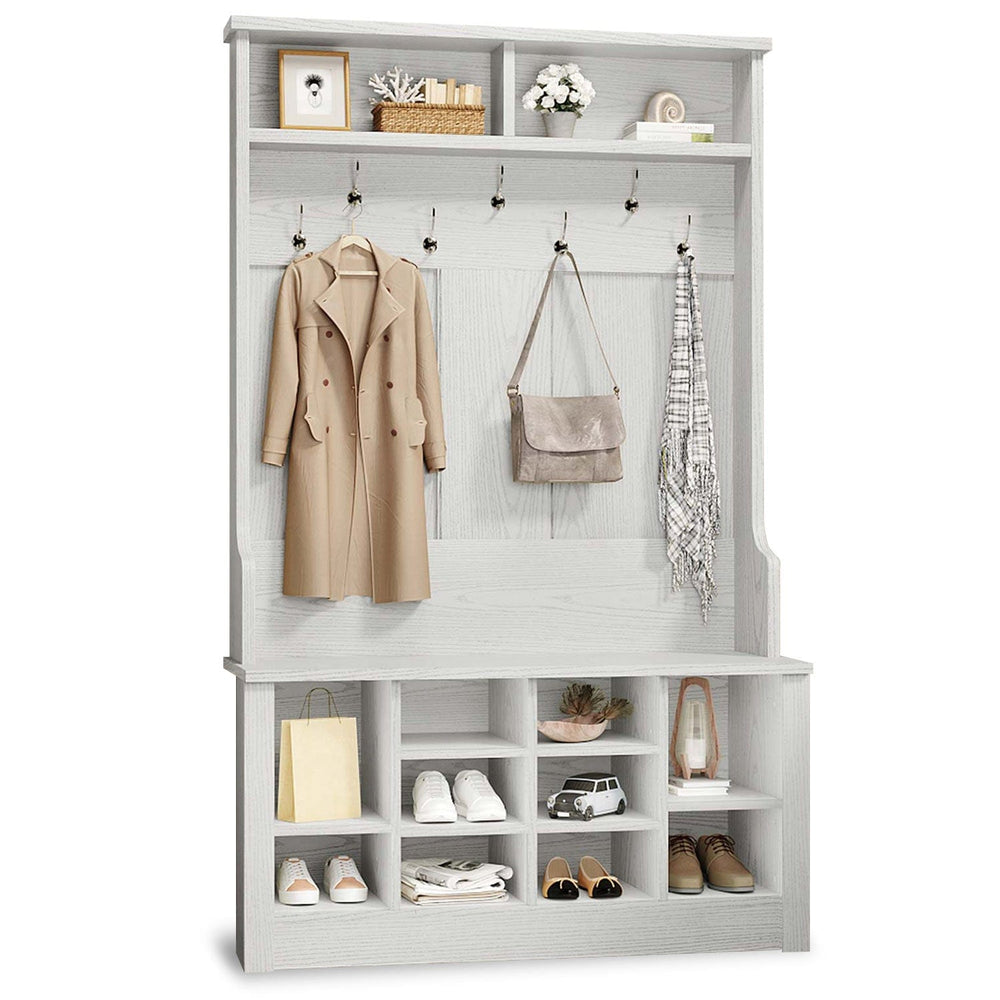 Sikaic Hall Tree Hall Tree with Storage 3-in-1 Entryway Bench White White / Modern