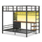 Sikaic Loft Bed Frame Full Size Over Twin Bunk Loft Bed Frame with Desk and Charging Station Black Black / Engineered Wood / Modern
