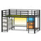 Sikaic Loft Bed Frame Low Loft Bed Twin Size with Reading Corner and Storage Basket Black Black / Metal / Modern