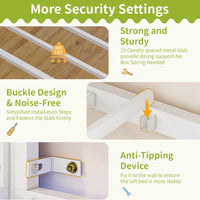 Sikaic Loft Bed Frame Low Loft Bed Twin Size with Reading Corner and Storage Basket White White / Engineered Wood / Modern