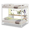 Sikaic Loft Bed Frame Full Size Over Twin Bunk Loft Bed Frame with Desk and Charging Station White White / Metal / Modern