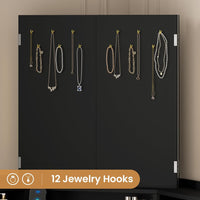 Sikaic Makeup Vanity Corner Makeup Vanity with Tri-Fold Mirror and Cushioned Storage Stool Black Black / Engineered Wood / Modern