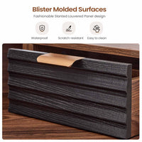 Sikaic Makeup Vanity Large Fluted Makeup Vanity with HD Triple Mirror and Lights Black Black / Engineered Wood / Modern