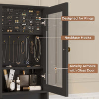 Sikaic Makeup Vanity Makeup Vanity Set with Mirror and Lights Charging Station RGB Jewelry Storage Shelves Black