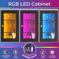 Sikaic Makeup Vanity Makeup Vanity Set with Mirror and Lights Charging Station RGB Jewelry Storage Shelves Black