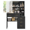 Sikaic Makeup Vanity 5 Drawers LED Makeup Vanity with Sliding Mirror Black Black / Glass / Modern
