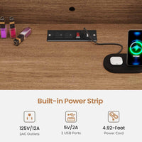 Sikaic Makeup Vanity Makeup Vanity with Charging Station and Lights Dark Brown Dark Brown / Engineered Wood / Modern