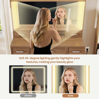 Sikaic Makeup Vanity Makeup Vanity with Charging Station and Lights Dark Brown Dark Brown / Engineered Wood / Modern