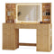 Sikaic Makeup Vanity 51.2 Inches Fluted Makeup Vanity with Mirror and Lights Oak Natural / Engineered Wood / Modern