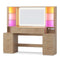Sikaic Makeup Vanity 59.1 Inches Fluted Wood Makeup Vanity Desk with Mirror and Sound Sync LED Lights Natural Oak Natural / Engineered Wood / Modern