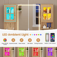 Sikaic Makeup Vanity LED Makeup Vanity with Mirror Charging Station Natural Oak Natural / Engineered Wood / Modern