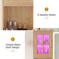 Sikaic Makeup Vanity LED Makeup Vanity with Mirror Charging Station Natural Oak Natural / Engineered Wood / Modern