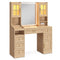 Sikaic Makeup Vanity LED Makeup Vanity with Mirror Charging Station Natural Oak Natural / Engineered Wood / Modern