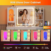 Sikaic Makeup Vanity 43.3 Inches LED Makeup Vanity White White / Engineered Wood / Modern