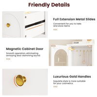 Sikaic Makeup Vanity 43.3 Inches LED Makeup Vanity White White / Engineered Wood / Modern