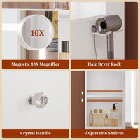 Sikaic Makeup Vanity 47.2 Inches Makeup Vanity with Pull-Out LED Mirror and Power Outlet White White / Engineered Wood / Modern