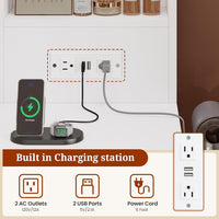 Sikaic Makeup Vanity 47.2 Inches Makeup Vanity with Pull-Out LED Mirror and Power Outlet White White / Engineered Wood / Modern