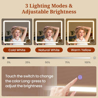 Sikaic Makeup Vanity 47.2 Inches Makeup Vanity with Pull-Out LED Mirror and Power Outlet White White / Engineered Wood / Modern