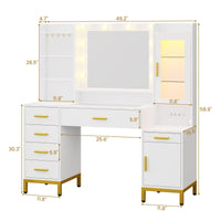 Sikaic Makeup Vanity 49.2 Inches LED Makeup Vanity White White / Engineered Wood / Modern