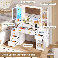 Sikaic Makeup Vanity 49.8 Inches LED Makeup Vanity White White / Engineered Wood / Modern