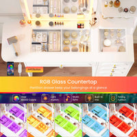 Sikaic Makeup Vanity Arched Makeup Vanity with LED Lighted Mirror and Charging Station White White / Engineered Wood / Modern