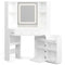 Sikaic Makeup Vanity Corner LED Makeup Vanity with Mirror White White / Engineered Wood / Modern