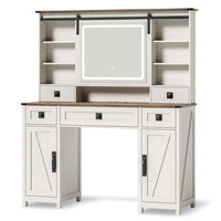 Sikaic Makeup Vanity Large LED Makeup Vanity with Mirror Charging Station White White / Engineered Wood / Modern