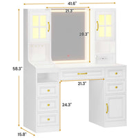 Sikaic Makeup Vanity LED Makeup Vanity with Charging Station White White / Engineered Wood / Modern