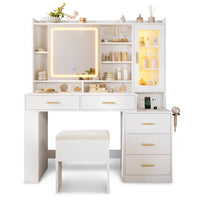 Sikaic Makeup Vanity Makeup Vanity Desk with Sliding LED Lighted Mirror White White / Engineered Wood / Modern