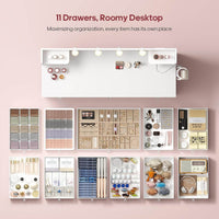 Sikaic Makeup Vanity Makeup Vanity with 11 Drawers and 6 Open Shelves White White / Engineered Wood / Modern