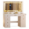 Sikaic Makeup Vanity Makeup Vanity with Large LED Mirror and Power Outlet White White / Engineered Wood / Modern