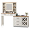 Sikaic Makeup Vanity LED Glass Top Makeup Vanity with Mirror White White / Glass / Farmhouse
