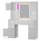 Sikaic Makeup Vanity LED Makeup Vanity with Mirror and Outlet White White / Modern
