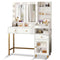 Sikaic Makeup Vanity LED Makeup Vanity with Mirror Charging Station White White / Particle Board / Modern