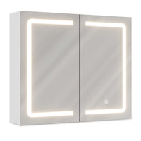 Sikaic Medicine Cabinet LED 2 Doors Wall Mounted Medicine Cabinet with Mirror White White / Glass / Modern