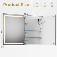 Sikaic Medicine Cabinets Wall Mounted Lighted Medicine Cabinet with Mirror Storage White