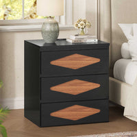 Sikaic Nightstand Nightstand with Charging Station Black Black / Engineered Wood / Mid Century