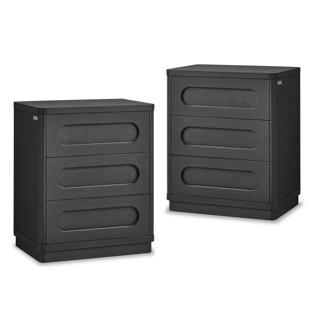 Sikaic Nightstand 2PCS Nightstand with 3 Drawers Black Black / Engineered Wood / Modern